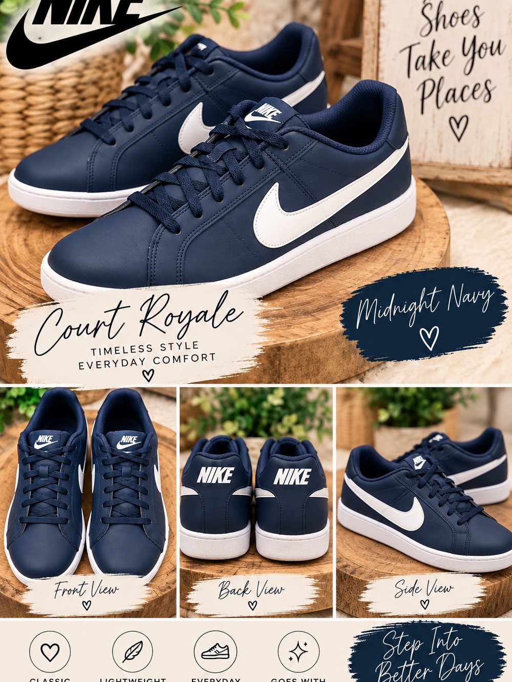 Nike Court Royale Midnight Navy & White Men's Sneakers